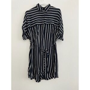 Faithfull The Brand Shirt Romper Women M Striped Belted Resort Casual  Mini \